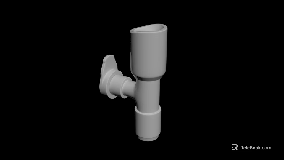 White Wall Mounted Plumbing Fitting Connector For Construction Pipe System Installation 3d model 