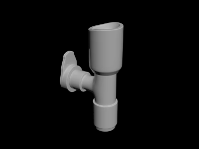 White Wall Mounted Plumbing Fitting Connector For Construction Pipe System Installation 3d model