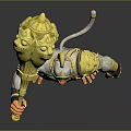 Muscular Gray Monkey Character Holding Golden Hammer With Golden Shoulder Armor And Patterned Belt