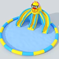 Octopus Shaped Inflatable Playground Equipment With Yellow Slides And Blue Circular Pool