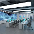 Modern Control Room Command Center 3d model