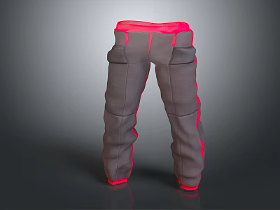 Gray Casual Pants With Pink Trim For Modern Fashionable Look 3d model