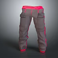 Gray Casual Pants With Pink Trim For Modern Fashionable Look
