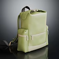 Contemporary Green Backpack With Leather Finish Side Zipper Pockets And Adjustable Straps