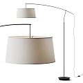 Modern Minimalist Floor Lamp With White Fabric Shade And Black Metal Stand For Living Room
