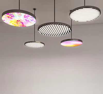 Modern Pendant Lights With Various Designs Colorful Patterns Striped And White Glowing For Interior 3d model
