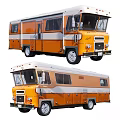 Orange And White Recreational Bus With Windows Doors Exterior Design