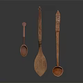 Handcrafted Wooden Kitchen Spoons With Carved Handles Various Shapes And Natural Wood Texture