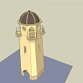 European Style Architecture Tower with Dome Windows Arched Entrance and Stone Base