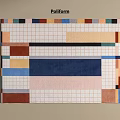 Poliform Square Rug Featuring Geometric Patterns And Vibrant Color Blocks Design 3d model