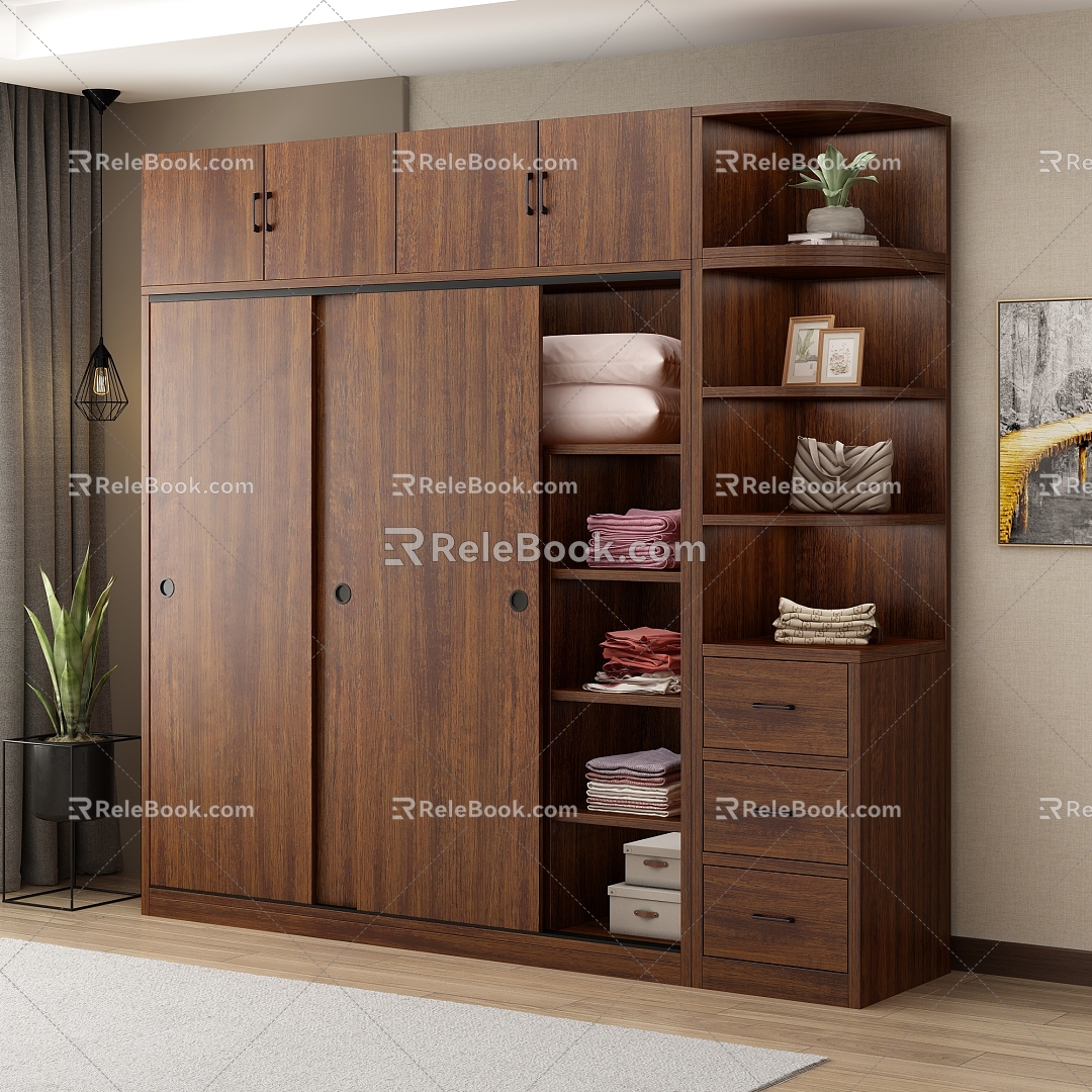 Modern wardrobe combination wardrobe 3d model