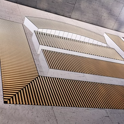 Modern Striped Metal Radiator With Geometric Design For Indoor Home Decoration 3d model