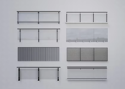 Modern Guardrail Glass Railing Handrail 3d model