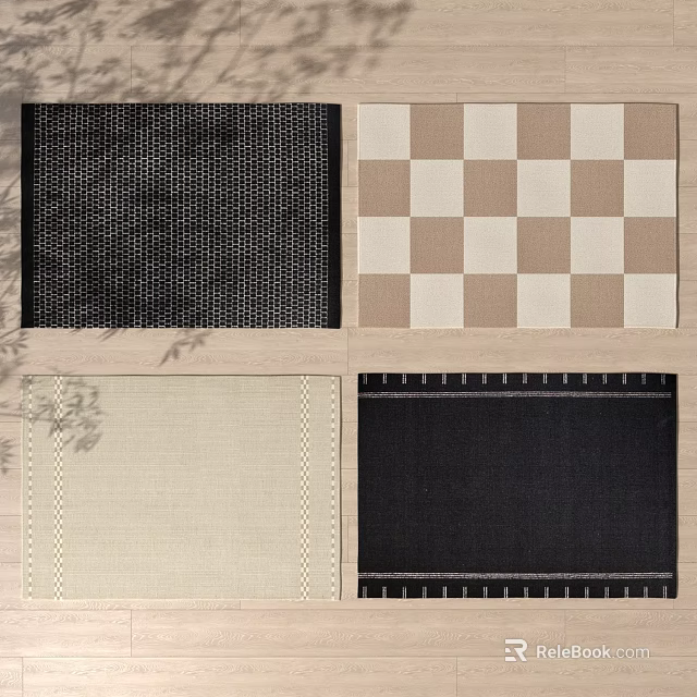 Stylish Square Rugs In Checkerboard Solid And Textured Designs For Home Decor 3d model