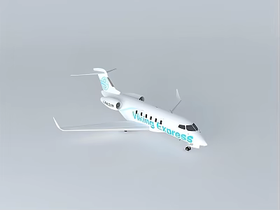 White Business Jet Aircraft Exterior With Blue Business Jets Logo And Design 3d model