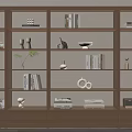 Stylish Modern Wooden Bookshelf With Books Decorative Vases And Sculptures