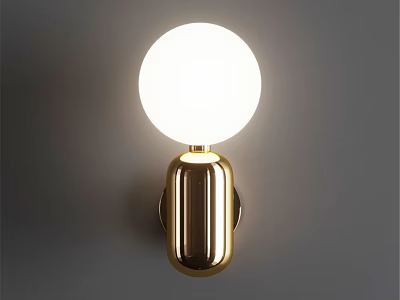 Modern Wall Sconce With White Spherical Shade And Golden Sleek Base 3d model
