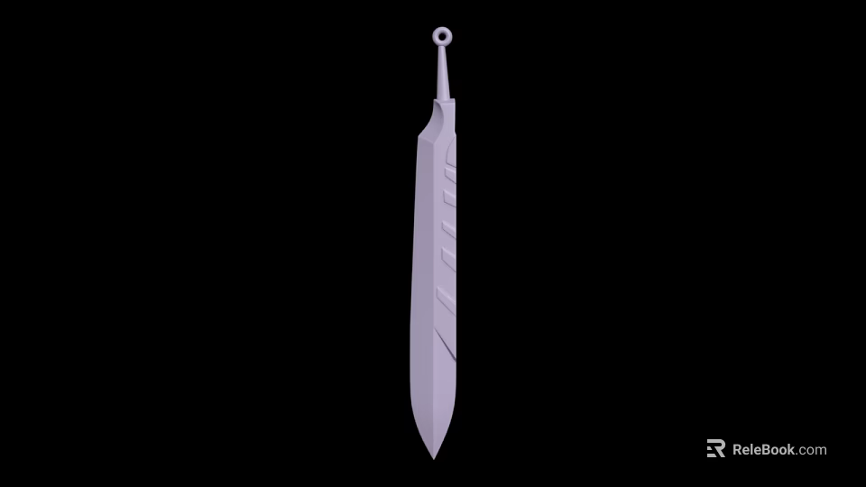 Silver Dagger With Spiral Patterns And Circular Ring On Top Simple Design 3d model 