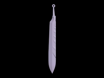 Silver Dagger With Spiral Patterns And Circular Ring On Top Simple Design 3d model