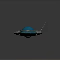 Futuristic UFO Model With Blue Dome Disc Shaped Structure And Silver Panels 3d model
