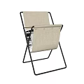 Minimalist Side Table With Black Metal Frame And Beige Fabric Surface For Living Room