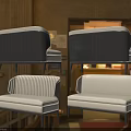 Modern Two Seater Sofa Designs With Beige Striped And Solid Fabric Upholstery 3d model