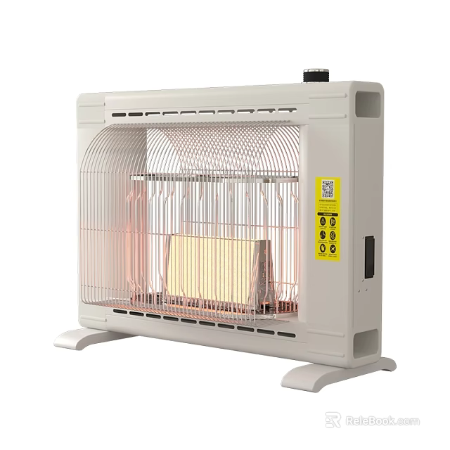 White Electric Heater With Metal Mesh Cover Control Panel And Heating Elements 3d model 
