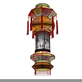 Traditional Chinese Lantern With Red Tassels Multilayer Structure And Decorative Patterns 3d model