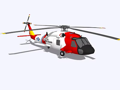Red and White Rescue Helicopter with Emergency Service Design Features 3d model