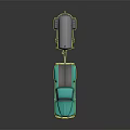 Vintage Turquoise Truck With Yellow Rails Towing Cement Mixer on Dark Background