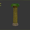 Antique Classical Fluted Stone Column With Ornate Capital And Textured Surface 3d model