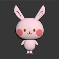 Cute Pink Rabbit Doll with Big Ears Blush Cheeks and Smooth 3D Rendered Standing Pose 3d model