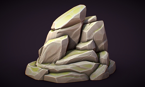 Cartoon Rock Stone Block Boulder 3d model