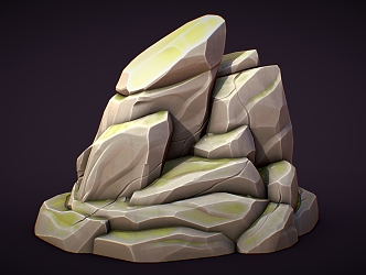 Cartoon Rock Stone Block Boulder 3d model