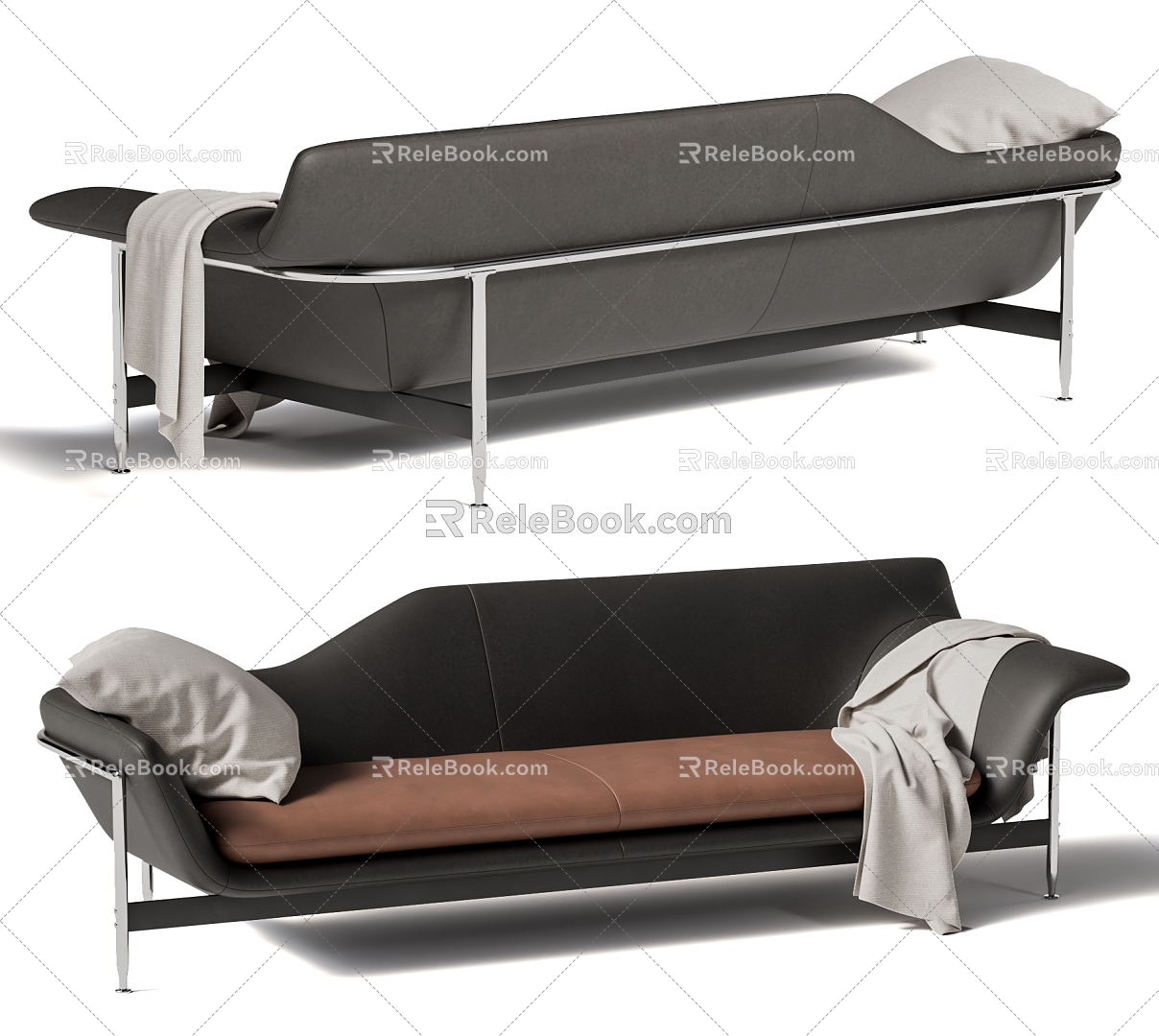 CASSINA Esosoft double sofa chaise 3d model