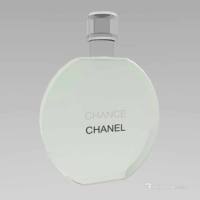 Chanel Chance Women's Perfume With Transparent Round Bottle Design And Brand Logo 3d model 