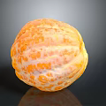 Fresh Peeled Orange Showing Bright Orange Surface With White Stripes On Black Background