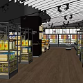 Supermarket Department Store Interior With Fresh Fruit Displays And Organized Product Shelves