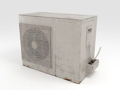 Rusty Outdoor Air Conditioner Fan Unit With Vent Grille And Power Cord 3d model