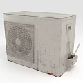 Rusty Outdoor Air Conditioner Fan Unit With Vent Grille And Power Cord