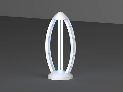 Modern White Columnar Lamp With Hollow Structure And Stable Base Design 3d model