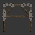 Basic Architectural Wooden Metal Frame Structure With Cross Beams And Brackets