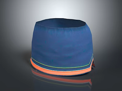 Stylish Blue Fabric Hat With Orange Trim And Green Stripes Design 3d model