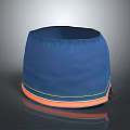Stylish Blue Fabric Hat With Orange Trim And Green Stripes Design