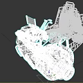 Futuristic Motorcycle With Mechanical Structure Large Wheels Black Red Color And Metallic Parts