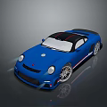 Blue Sports Car With Black Roof And Sleek Exterior Design Silver Wheels