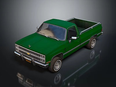 Green Classic Pickup Truck With Shiny Exterior And Open Bed Design 3d model
