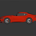 Red Two Door Sports Car With Sleek Aerodynamic Design And Black Wheels