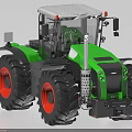Green Agricultural Tractor With Modern Design Large Tires And Red Rims