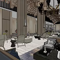 Modern Luxurious Sales Office Interior Design With Comfortable Sofas And Stylish Chandeliers 3d model